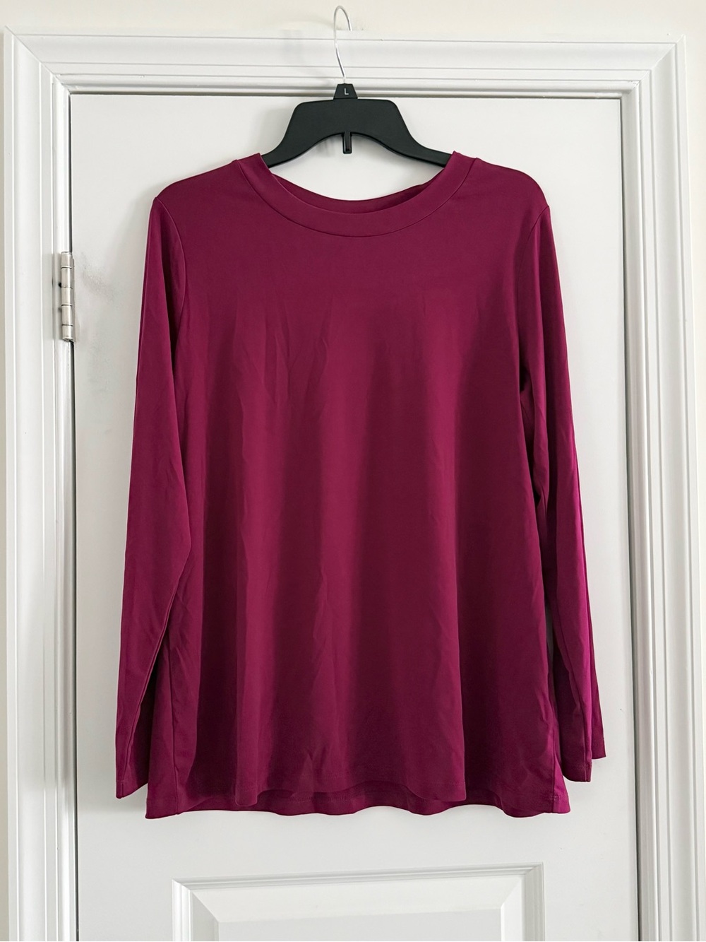 Susan Graver Modern Essentials Long Sleeve Crewneck Top Women’s L Minimalist